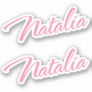 Nome decorativo Natalia no adesivo cor-de-rosa x2