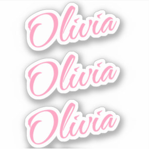 Nome decorativo Olivia no adesivo x3 rosa