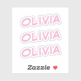 Nome decorativo Olivia no adesivo x3 rosa