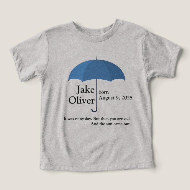 Nome do bebê personalizado e data sob o guarda-chu (Design frontal)