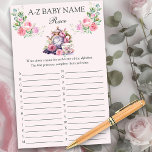 Nome do bebê Race Chá Jogo Vintage Tea Pote Floral<br><div class="desc">Bebê Name Race game - corrida de hóspedes através do alfabeto listando nomes de bebês de A a Z. Perfeito para a variedade de temas, incluindo bebê, está se preparando, rosa rosa rosa, jardim floral e vintage, inspirado na romântica era regency era . A folha de jogo intitula-se "A-Z Baby...</div>