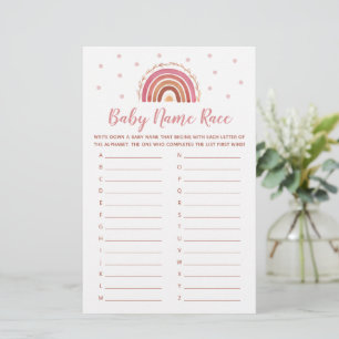 Nome do bebê Race Game Boho Chá de fraldas Arco-Ír