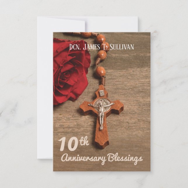 Nome do Cartão de Oração 10º Rosa de Aniversário d (Frente)