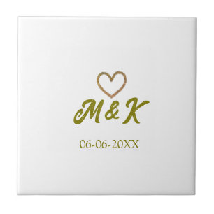 nome do casal de casamento coração dourado moderno