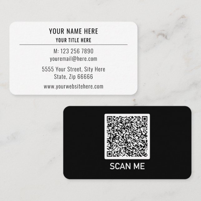 Nome do código QR Informações de texto Cartão de v (Frente/Verso)