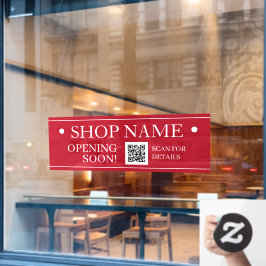 NOME DO compro, Abertura em breve, Código QR, Verm