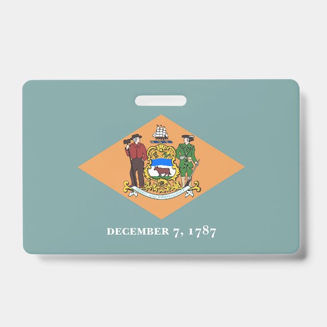 Nome do Crachá com pavilhão do Estado de Delaware, (Frente)