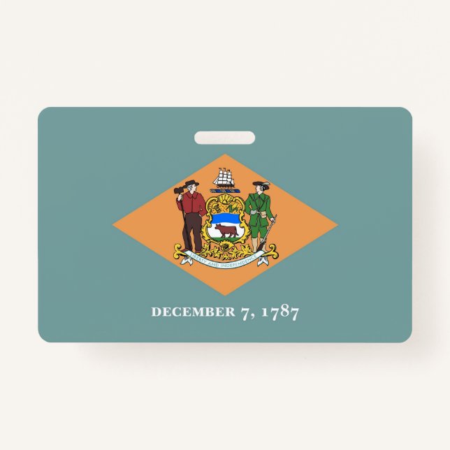 Nome do Crachá com pavilhão do Estado de Delaware, (Frente)