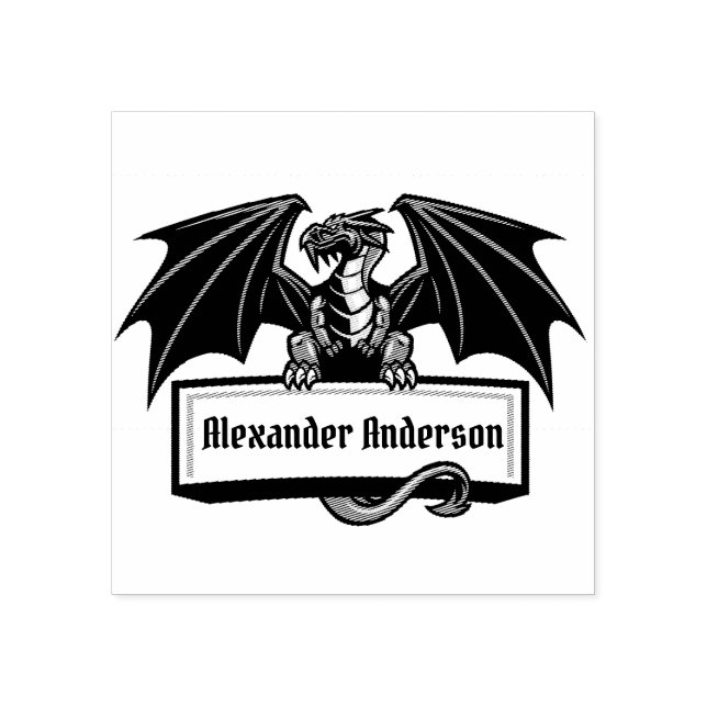 Nome do dragão Placa Personalizar Carimbo de Borra (Impressão)