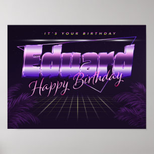 Nome do Eduard Vorname lila retro Poster Geburtsta
