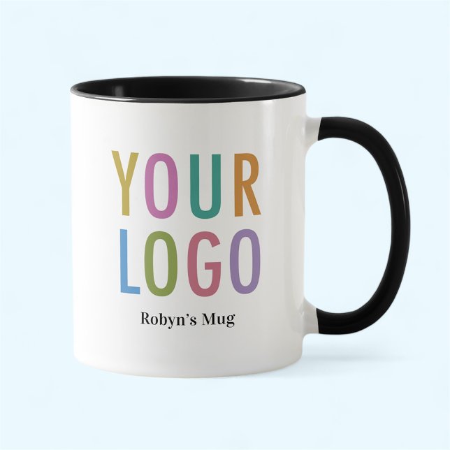 Nome do Funcionário Caneca Logotipo Personalizado  (MISOOK 11 oz Black Two Tone Mug with Logo)