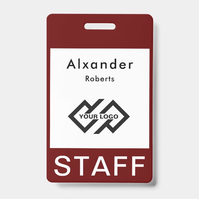 Nome do funcionarios Crachá Logotipo personalizado (Frente)