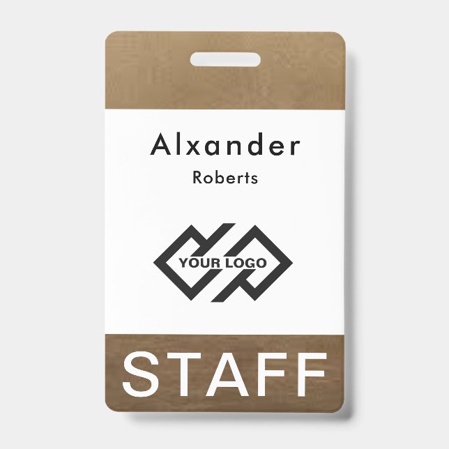 Nome do funcionarios Crachá Logotipo personalizado (Frente)