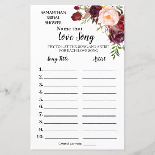 Nome do jogo de Chá de panela Love Song Marsala