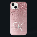 Nome do Monograma da Lâmina Rosa Bruta de Metal Gl<br><div class="desc">Personalize facilmente esta design de capa de telefone chic com tendência,  apresentando uma falso cintilação rosa-pente bonito e brilhante em um fundo metálico roxo e roxo.</div>