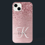 Nome do Monograma da Lâmina Rosa Bruta de Metal Gl<br><div class="desc">Personalize facilmente esta design de capa de telefone chic com tendência, apresentando uma falso cintilação rosa-pente bonito e brilhante em um fundo metálico roxo e roxo.</div>