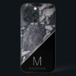 Nome do Monograma da Pedra Negra Moderna e da Cinz<br><div class="desc">Nome do Monograma da Mármaco Preto e Cinza Moderno e Carta Inicial personalizada. Faz um presente moderno de na moda para familiares,  marido,  mulher,  amigos e muito mais. Maleta telefônica personalizada! ~ Cheque meu compro para ver toda a coleção com este design!</div>