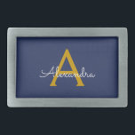 Nome do Monograma da Rapariga do Script Moderno Do<br><div class="desc">Frasco do Monograma de Nome do Script Simples Azul e Dourado do marinho. Isso faz a formatura perfeita, doce 16 16, 18, 21rua, 40, 50, 60, 70, 80, 90, 100 anos, casamento, chá de panela, aniversário, chá de fraldas ou presente de festa de solteira para alguém que ama luxo de...</div>
