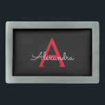 Nome do Monograma da Rapariga do Script Preto Verm<br><div class="desc">Frasco do Monograma do Nome do Script Simples Preto e Vermelho Isso faz a formatura perfeita, doce 16 16, 18, 21rua, 40, 50, 60, 70, 80, 90, 100 anos, casamento, chá de panela, aniversário, chá de fraldas ou presente de festa de solteira para alguém que ama luxo de vidro e...</div>