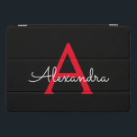 Nome do Monograma da Rapariga do Script Preto Verm<br><div class="desc">Caso de Laptop do Nome do Monograma do Script Simples Preto e Vermelho. Isto faz o doce e perfeito aniversário de 16 anos,  casamento,  chá de panela,  aniversário,  chá de fraldas ou festa de solteira presente para alguém que ama luxo de luxo e estilos quíticos.</div>