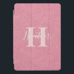 Nome do monograma de brilho rosa<br><div class="desc">Rosa ouro feminino, fundo brilhante cor-de-rosa. Modelos para um nome e sua letra monográfica. O nome é escrito em branco com um script de estilo manuscrito. A letra do monograma em rosa claro escrita com uma letra grande e negrito.</div>