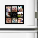 Nome do monograma de colagem de fotografias da fam<br><div class="desc">Monograma personalizado e nome com a grade de fotos estabelecida no ano 8 elegante modelo de foto simples e preto e branco de keepsasasaame crie seu próprio cartão magnético.       Um presente pensativo para o Natal,  o aniversário da família,  o novo aquecimento doméstico ou a Ação de Graças.</div>