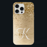 Nome do Monograma de Largura Dourada Brugada de Me<br><div class="desc">Personalize facilmente esta moda design de capas de iphone de de chic com bonito brilho dourado em um fundo metálico escovado de ouro.</div>