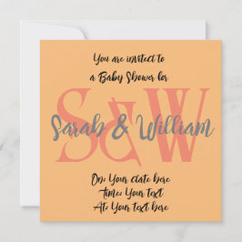 Nome do monograma do chá de fraldas convite mínimo