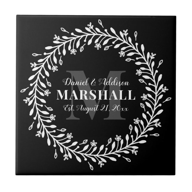 Nome do Monograma do novo Casal Wreath (Frente)