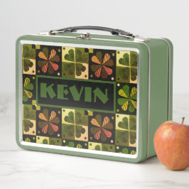 Nome do Monograma do Padrão do Shamrock Checkerboa