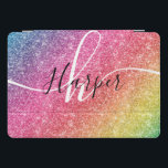 Nome do Monograma do Rainbow Glitter<br><div class="desc">Adicione um splash de cor ao seu cobrir iPad pro com arco-íris brilhante com monograma e nome de script. Personalize com seu nome, monograma, inicial ou texto. Você pode alterar a cor do texto e o estilo da fonte usando a opção personalizá-lo. Por favor, note que o brilho é como...</div>