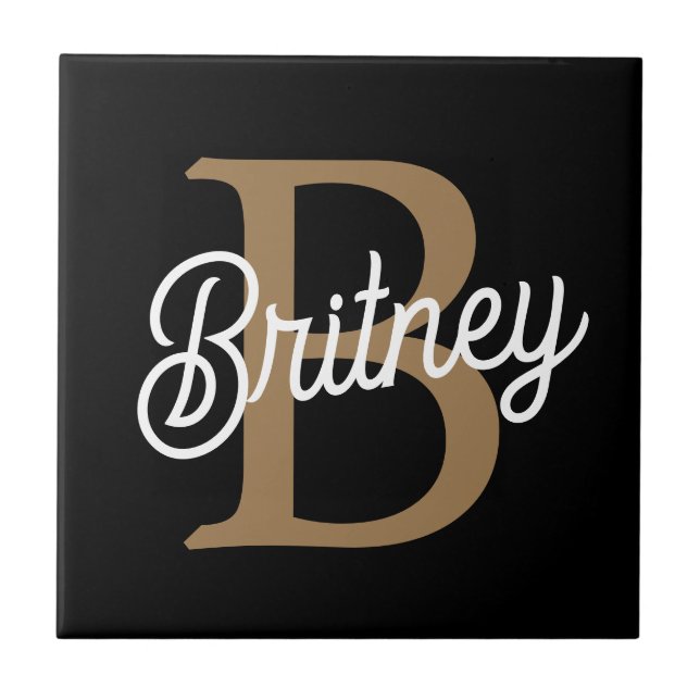 Nome do Monograma Elegante Moderno Script Dourado  (Frente)