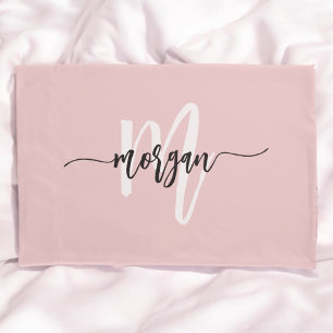 Nome do Monograma Girly de Script Moderno Rosa