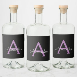 Nome do Monograma Girly de Script Preto Roxo