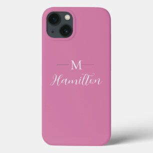 Nome do Monograma Minúsculo Elegante Rosa Profundo
