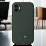 Nome do Monograma Moderno e Elegante Verde Escuro<br><div class="desc">Eleve o seu smartphone com a nossa capas de iphone Clássica Elegante Moderna e Minimalista do Nome do Monograma. Esse caso meticulosamente projetado combina sofisticação do eterno com o minimalismo contemporâneo. Criado à perfeição, ele não só protege seu dispositivo, como também adiciona um toque de estilo personalizado. As opções de...</div>