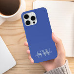 Nome do Monograma Personalizado Azul Moderno<br><div class="desc">Capas de iphone de Nome do Monograma Personalizado Moderno</div>