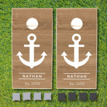 Nome do Monograma Personalizado de Âncora Branco