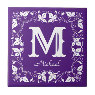 Nome do Monograma Personalizado Floral Clássico da