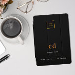 Nome do monograma preto dourado logótipo negócio<br><div class="desc">Um fundo preto,  branco e ouro. Personalize e adicione o logotipo da sua empresa,  as iniciais do monograma,  o nome e um texto (ou apague)</div>