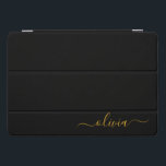 Nome do Monograma Rapariga de Script Moderno Doura<br><div class="desc">Caso de Laptop do Nome do Monograma de Script Simples Preto e Dourado. Isto faz o doce e perfeito aniversário de 16 anos,  casamento,  chá de panela,  aniversário,  chá de fraldas ou festa de solteira presente para alguém que ama luxo de luxo e estilos quíticos.</div>