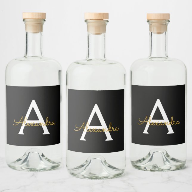 Nome do Monograma Rapariga de Script Moderno Doura (Garrafas)