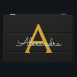 Nome do Monograma Rapariga de Script Moderno Doura<br><div class="desc">Caso de Laptop do Nome do Monograma de Script Simples Preto e Dourado. Isto faz o doce e perfeito aniversário de 16 anos,  casamento,  chá de panela,  aniversário,  chá de fraldas ou festa de solteira presente para alguém que ama luxo de luxo e estilos quíticos.</div>