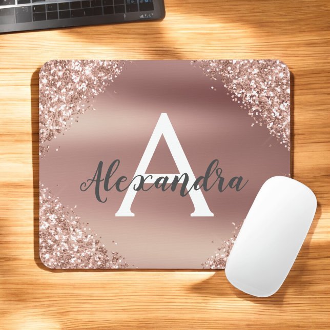 Nome do Mousepad do Monograma do Sparkle Dourado r (Criador carregado)