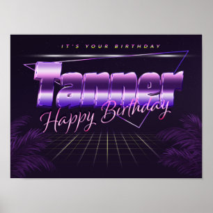 Nome do operador Vorname lila retro Poster Geburts