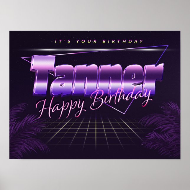 Nome do operador Vorname lila retro Poster Geburts (Frente)