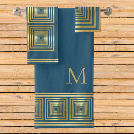 Nome do ouro azul luxuoso Nome inicial Toalha