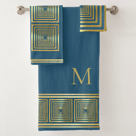 Nome do ouro azul luxuoso Nome inicial Toalha