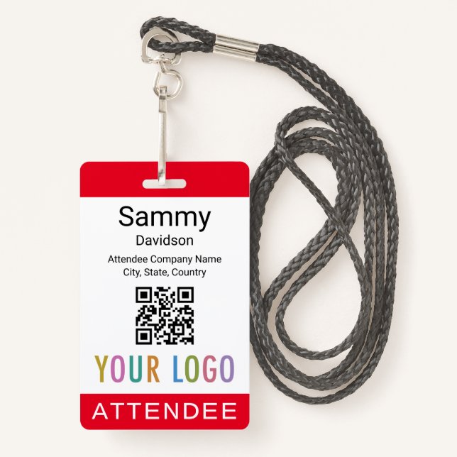 Nome do Participante Vermelho Crachá Evento Convid (Frente com cordão)