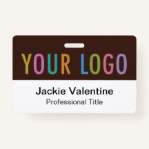 Nome do PVC castanho Logotipo horizontal do Crachá